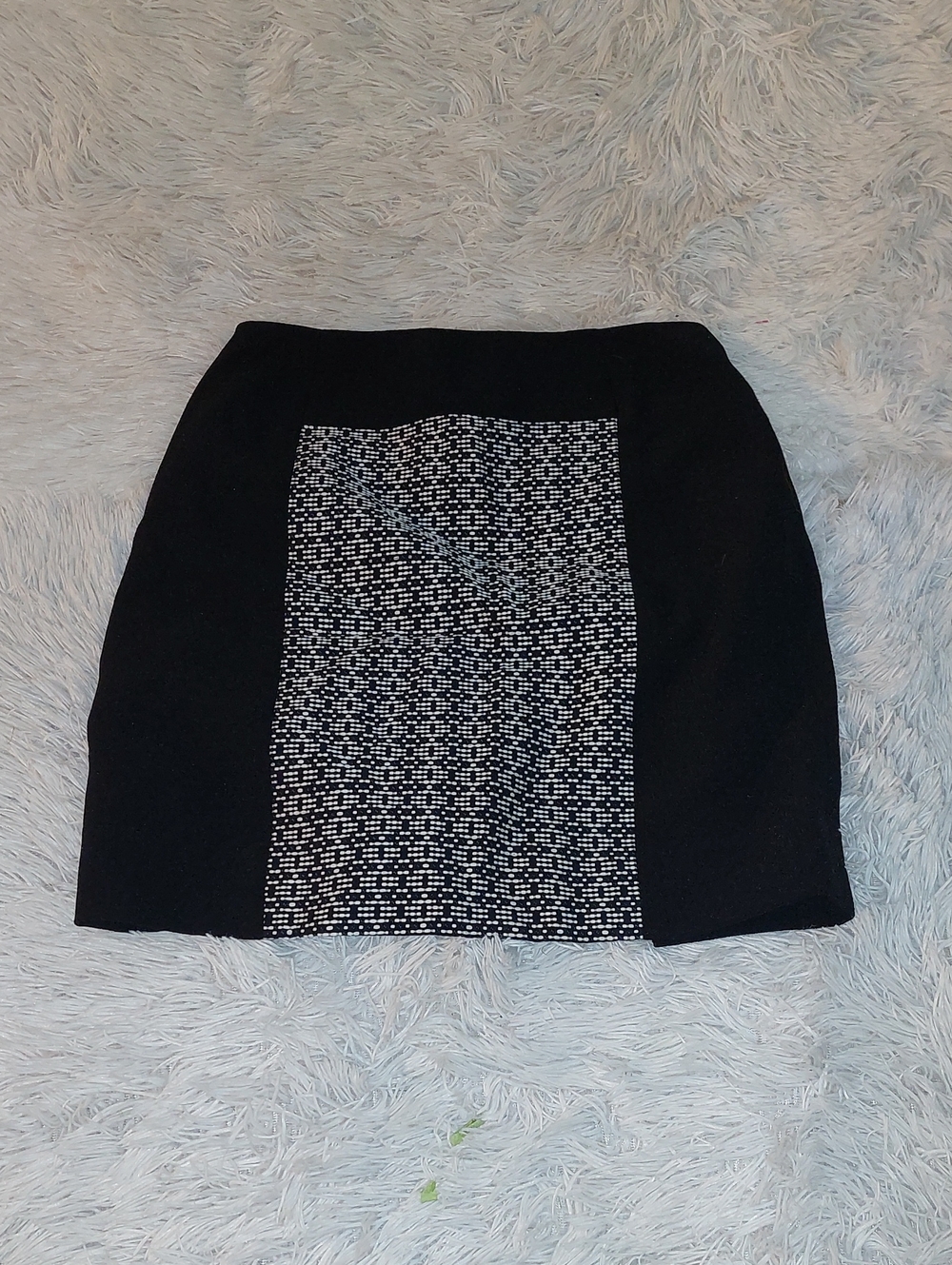 RW&CO. Black Mini Skirt with Black-and-White Center Panel